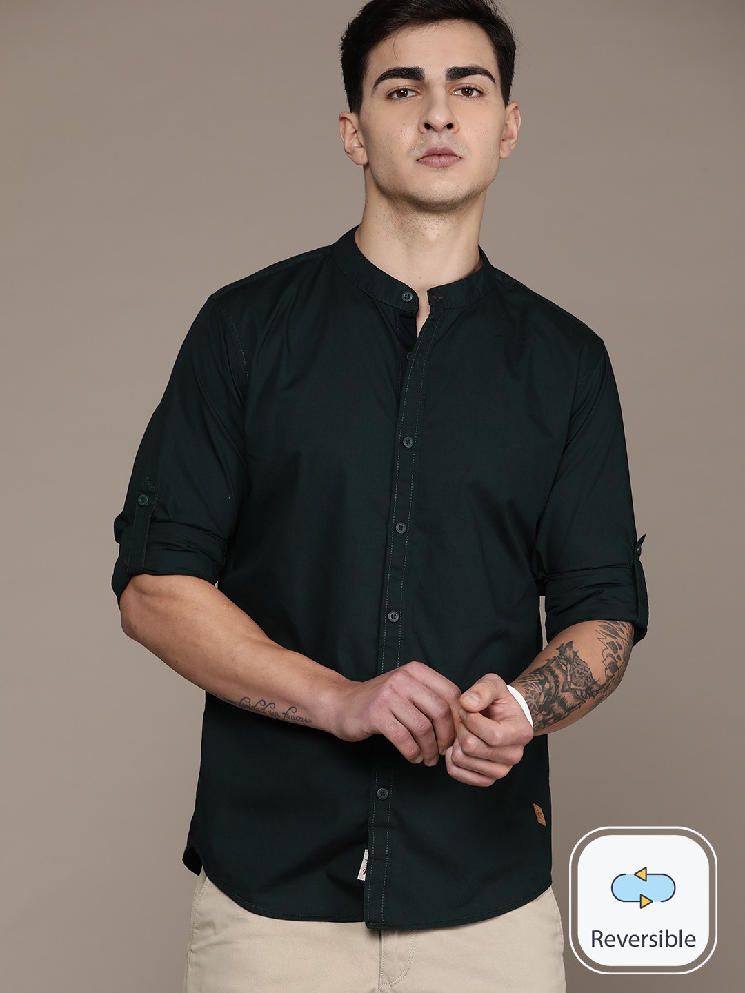 

The Roadster Lifestyle Co. Pack of 2 Pure Cotton Casual Shirts, Green
