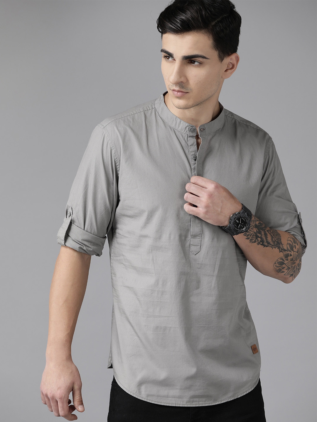 

The Roadster Lifestyle Co. Pure Cotton Opaque Casual Shirt, Grey