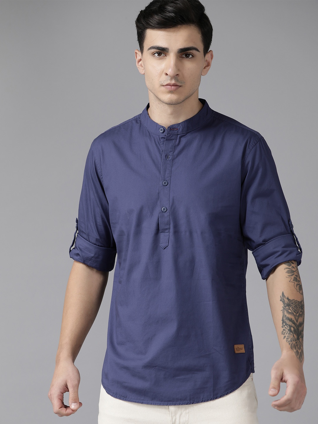 

The Roadster Lifestyle Co. Pure Cotton Opaque Casual Shirt, Blue