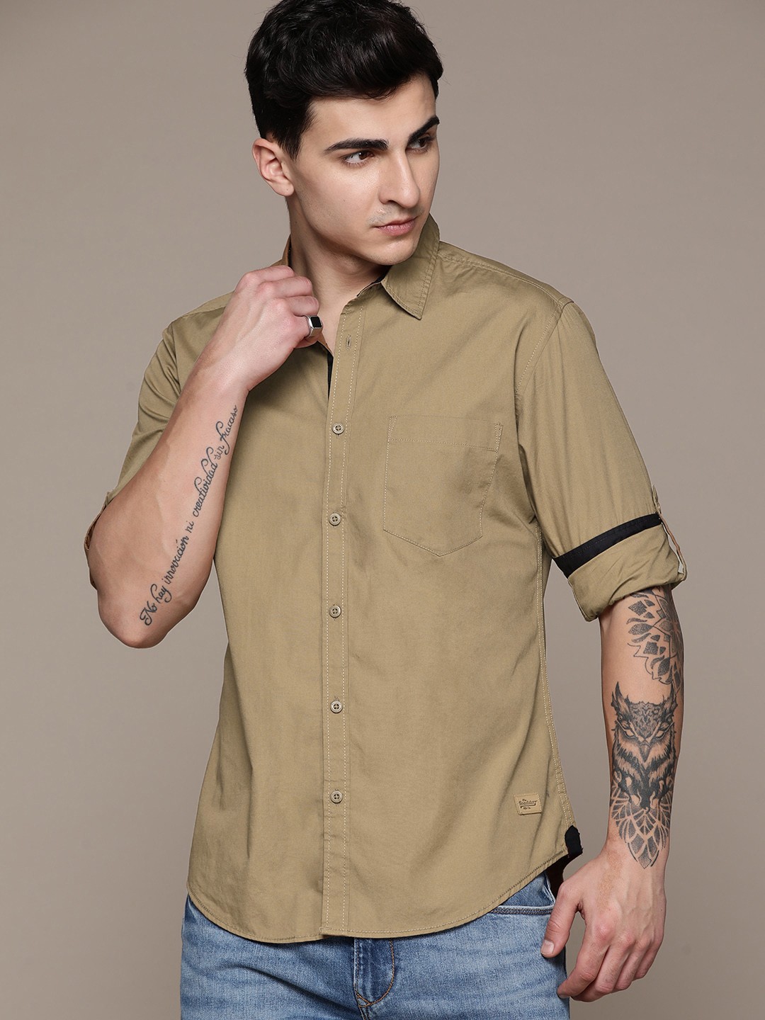 

The Roadster Lifestyle Co. Cotton Casual Shirt, Khaki