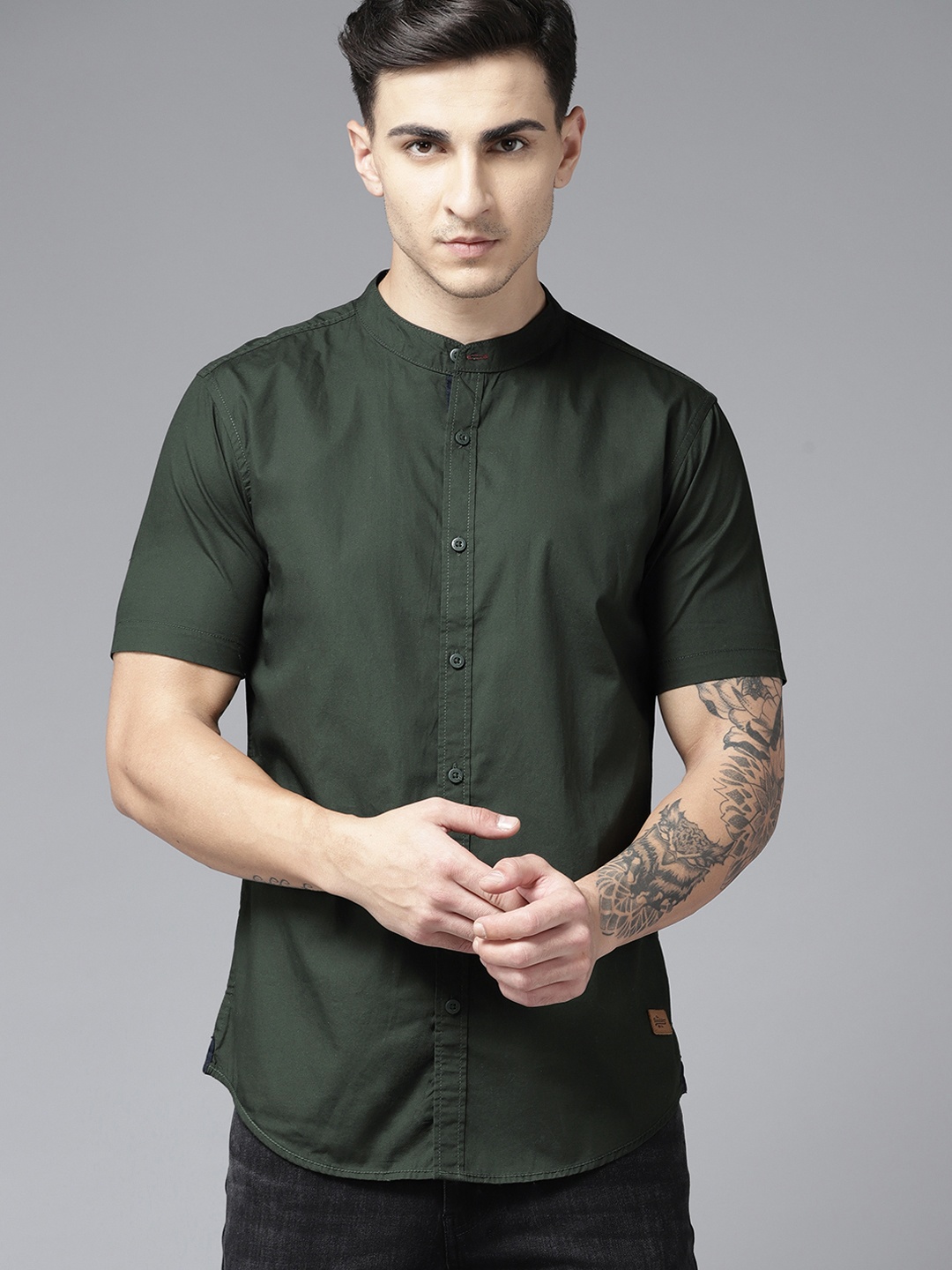 

Roadster Men Pure Cotton Casual Shirt, Green