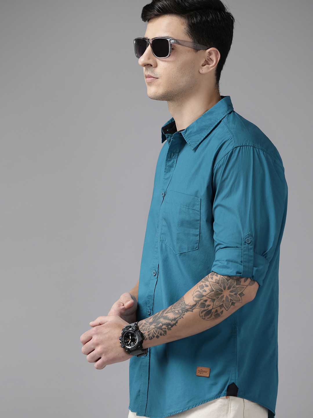 

The Roadster Lifestyle Co. Pure Cotton Casual Shirt, Teal