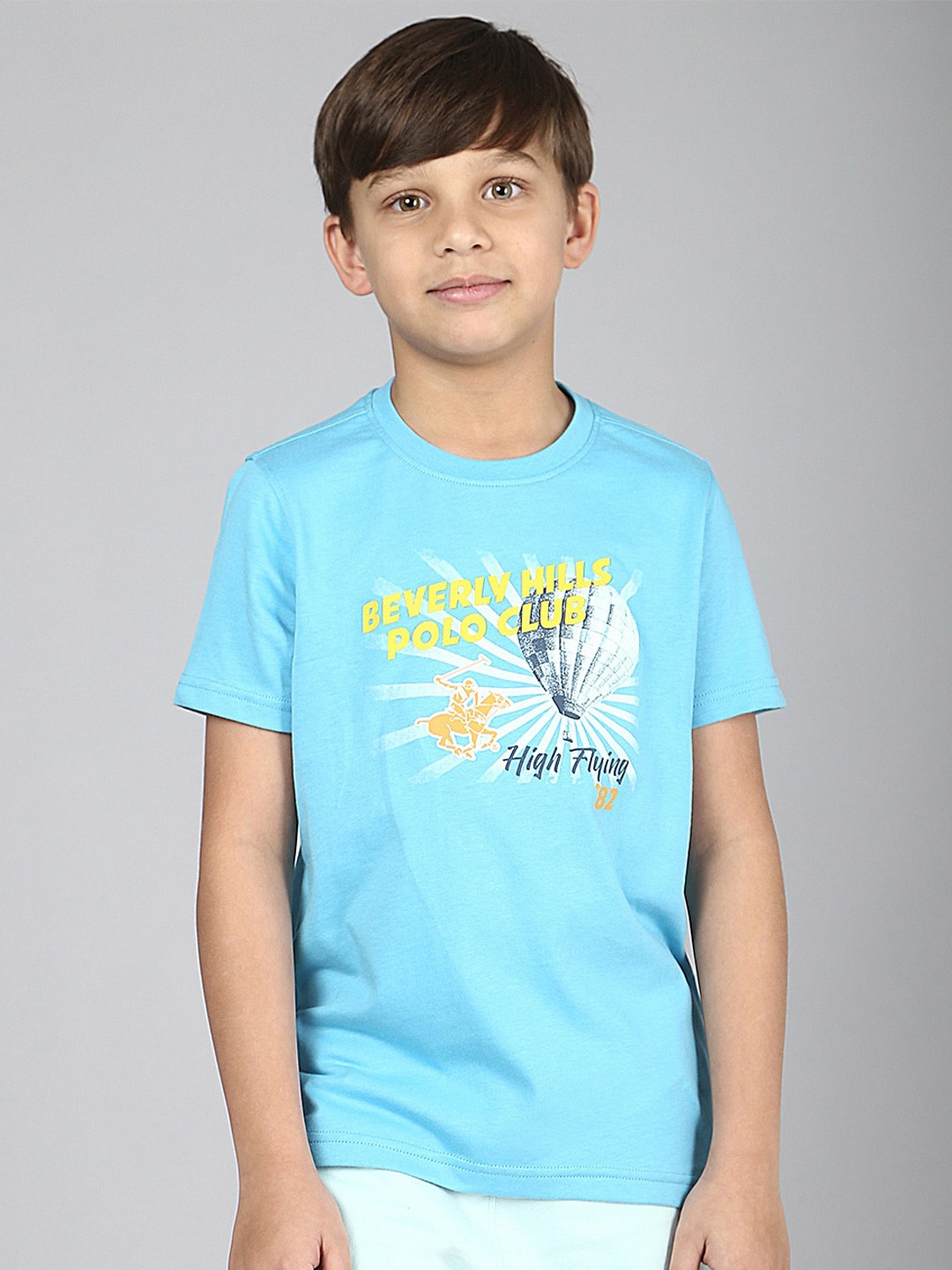 

Beverly Hills Polo Club Boys Typography Printed Pure Cotton T-shirt, Blue
