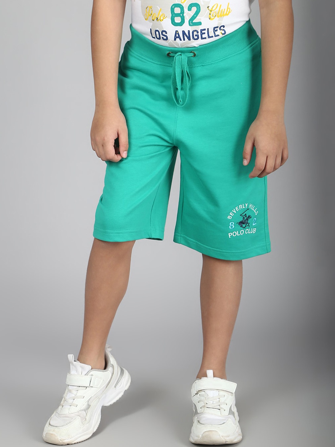

Beverly Hills Polo Club Boys Cotton Mid-Rise Regular Fit Shorts, Green