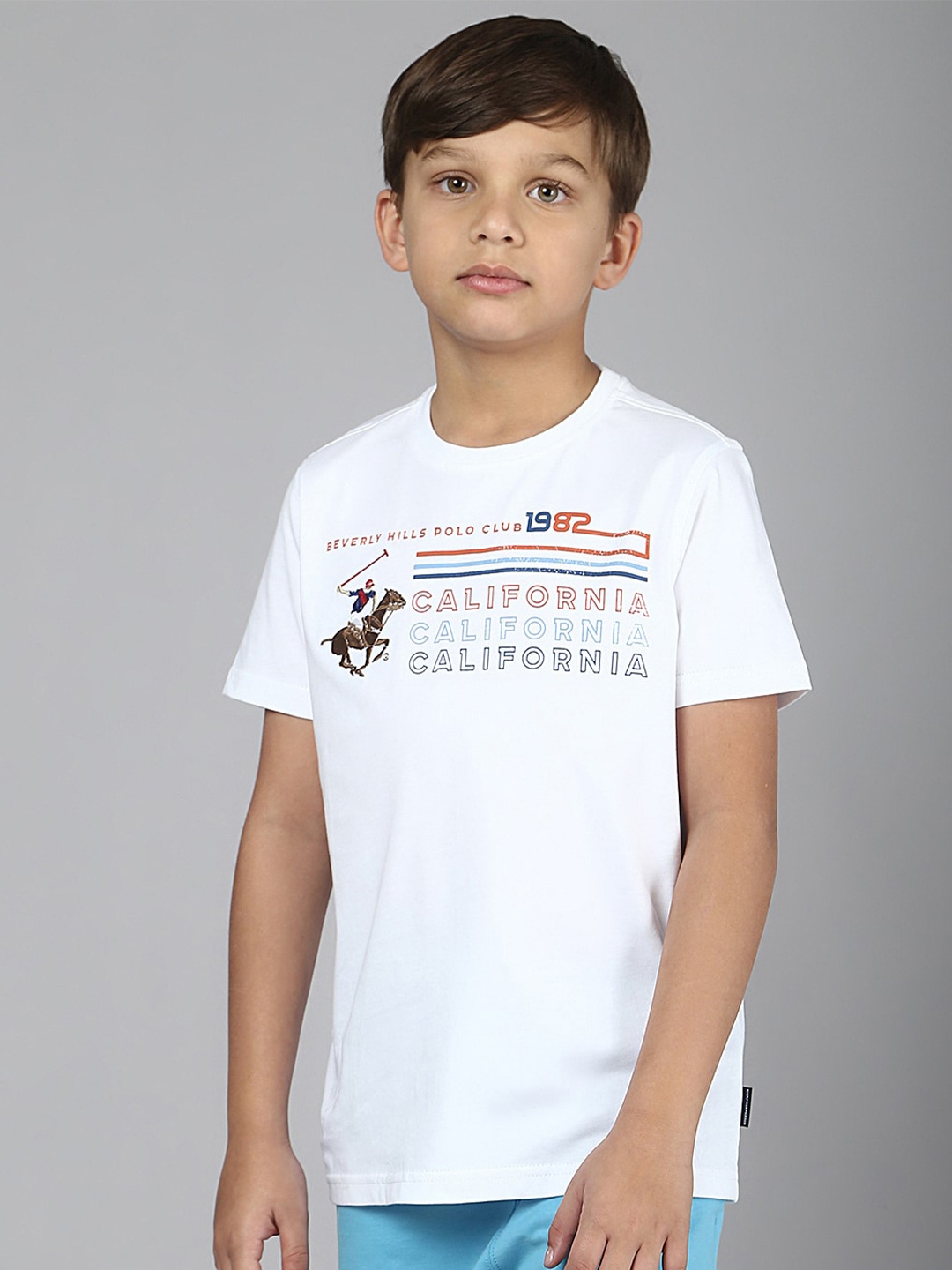 

Beverly Hills Polo Club Boys Typography Printed Cotton T-shirt, White