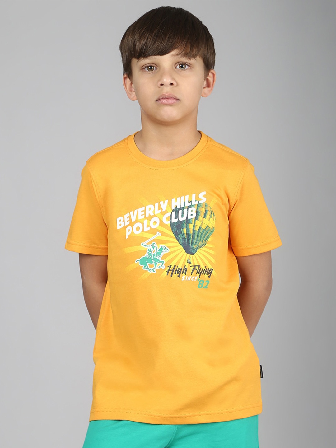 

Beverly Hills Polo Club Boys Typography Printed Pure Cotton T-shirt, Orange
