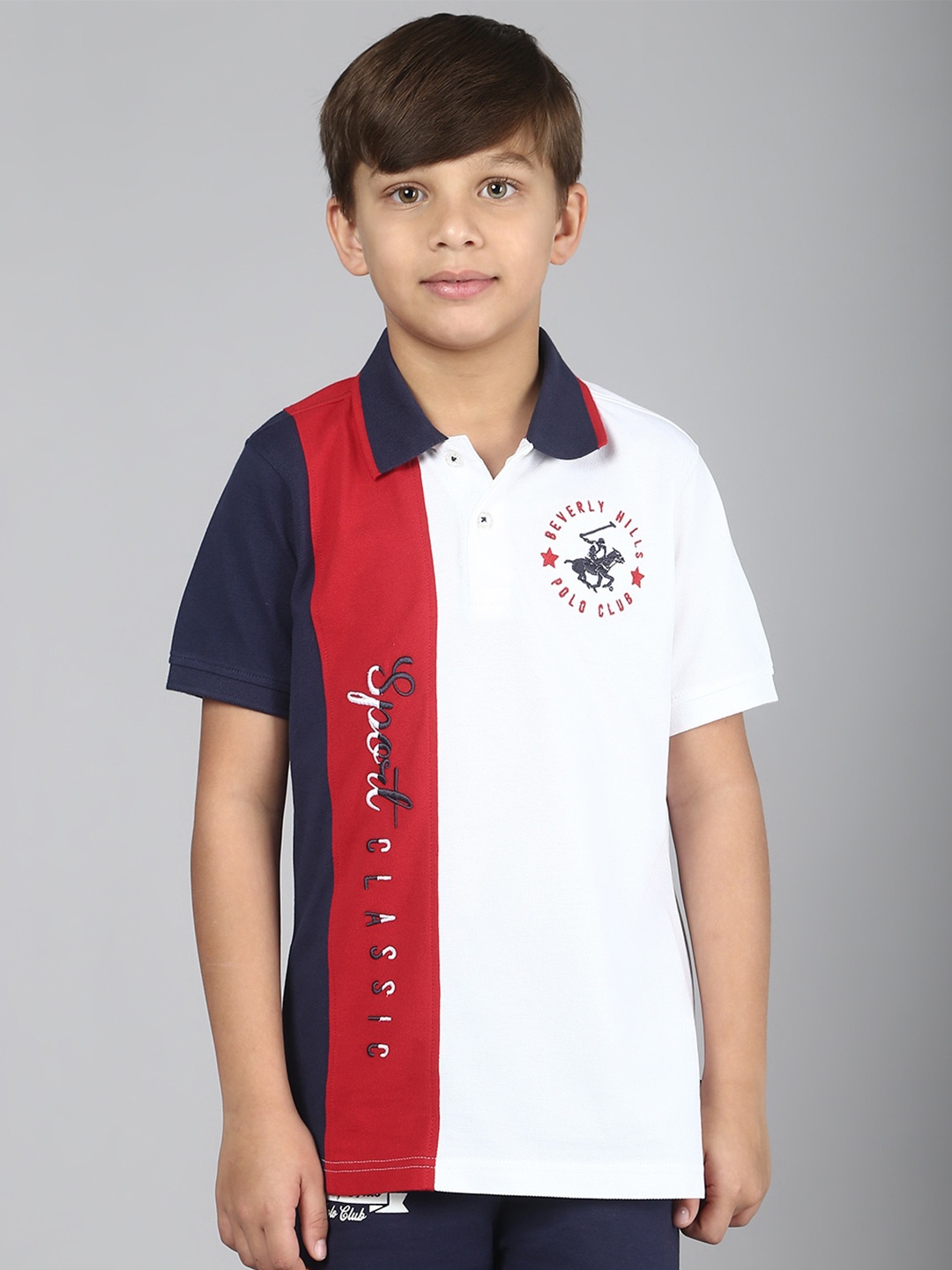 

Beverly Hills Polo Club Boys Polo Collar Pure Cotton T-shirt, White