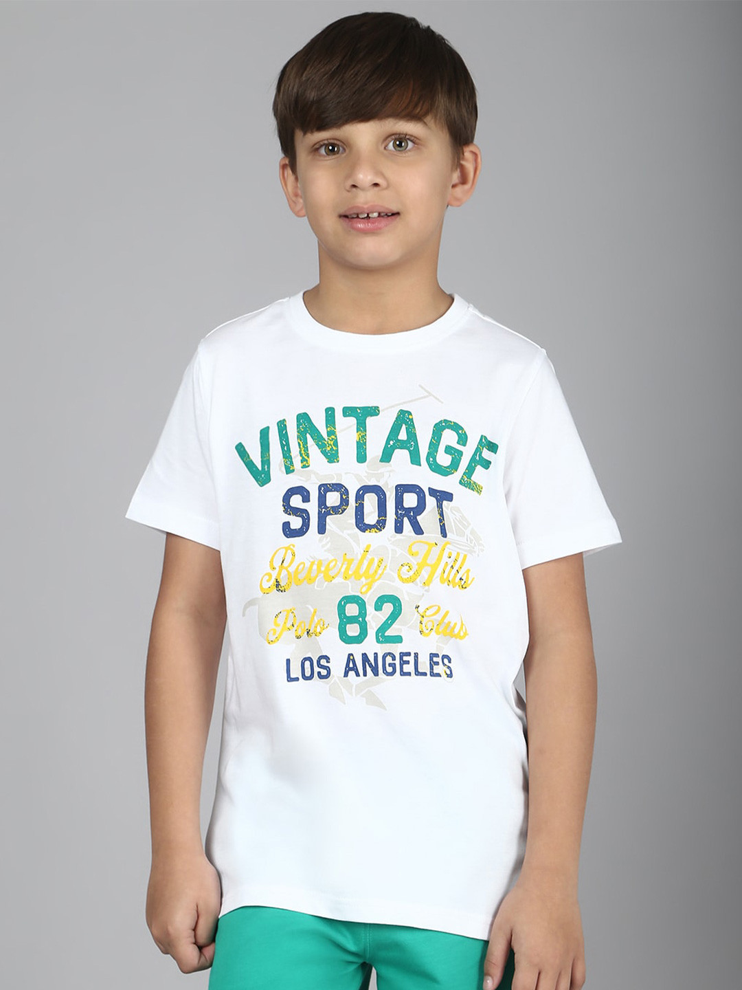 

Beverly Hills Polo Club Boys Typography Printed Pure Cotton T-shirt, White