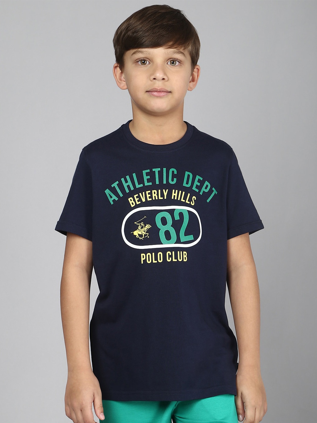 

Beverly Hills Polo Club Boys Typography Printed Pure Cotton T-shirt, Navy blue