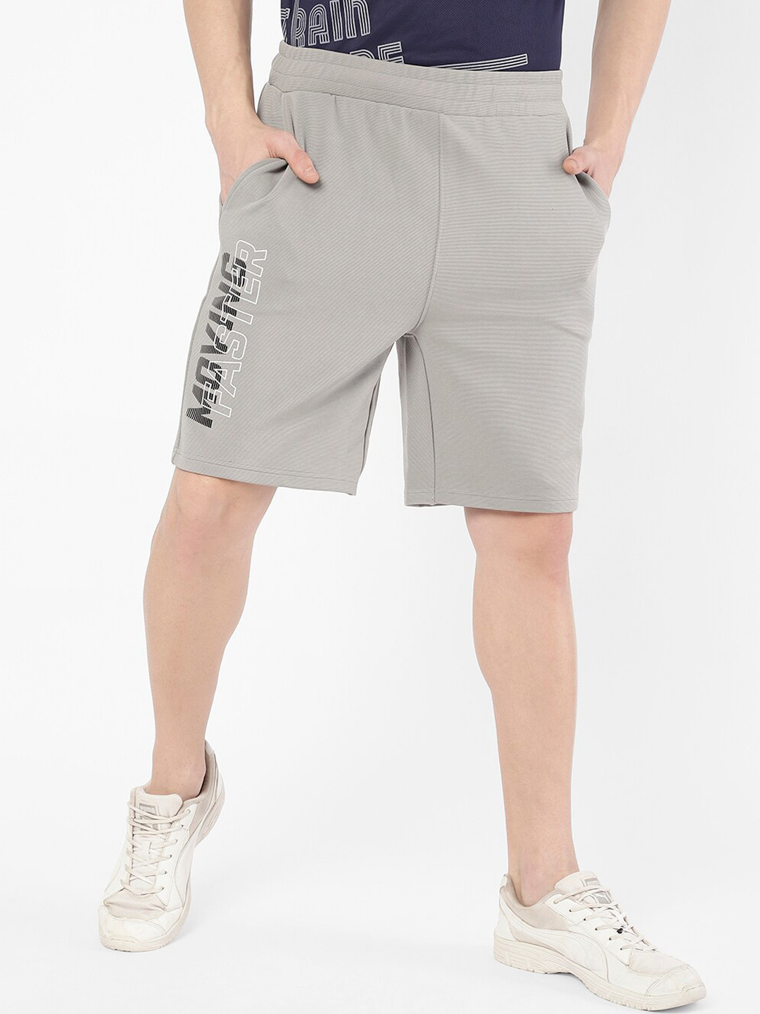 

R&B Men Mid-Rise Regular Fit Knee Length Short, Grey