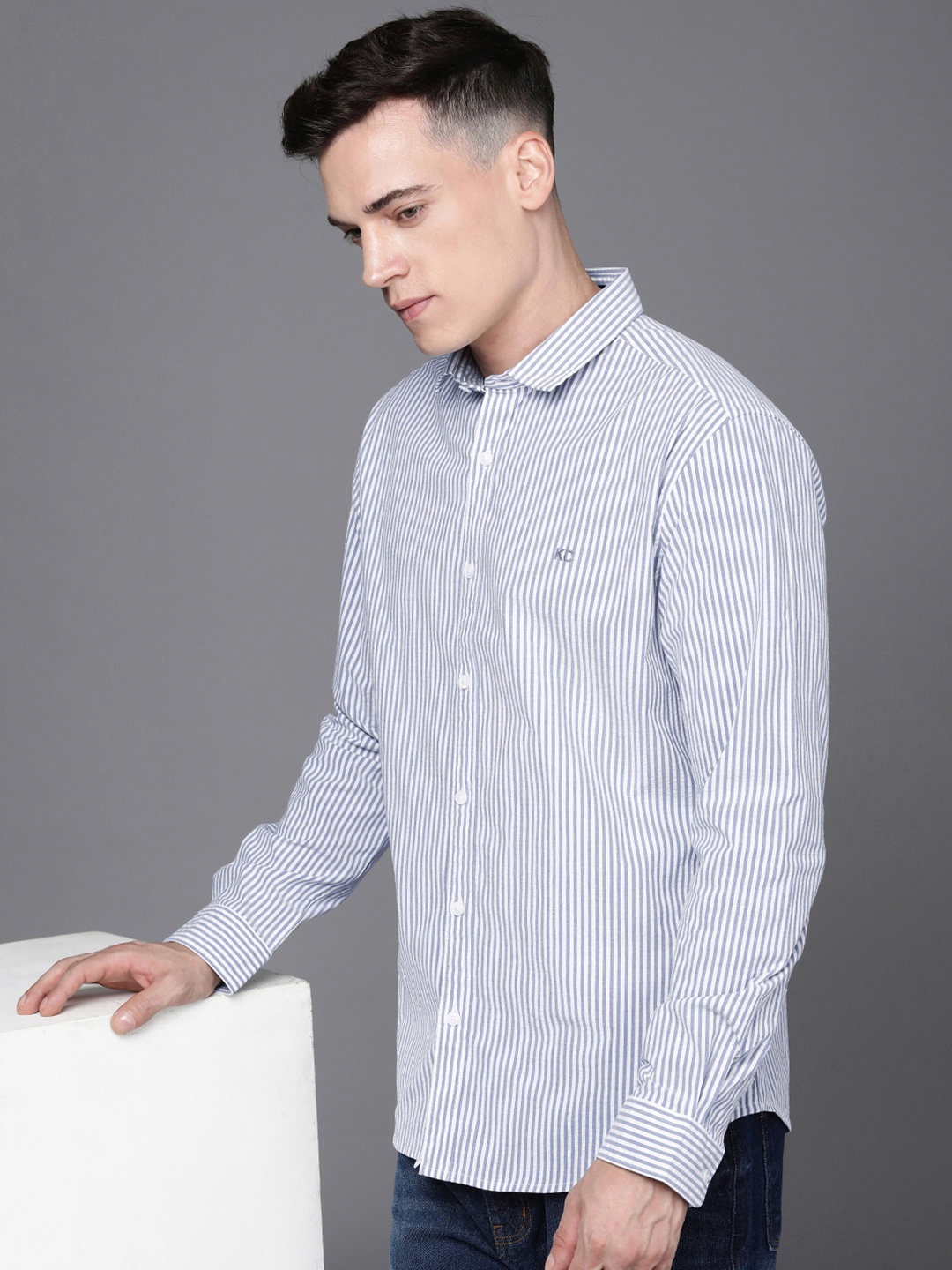 

Kenneth Cole Slim Fit Striped Casual Shirt, Blue