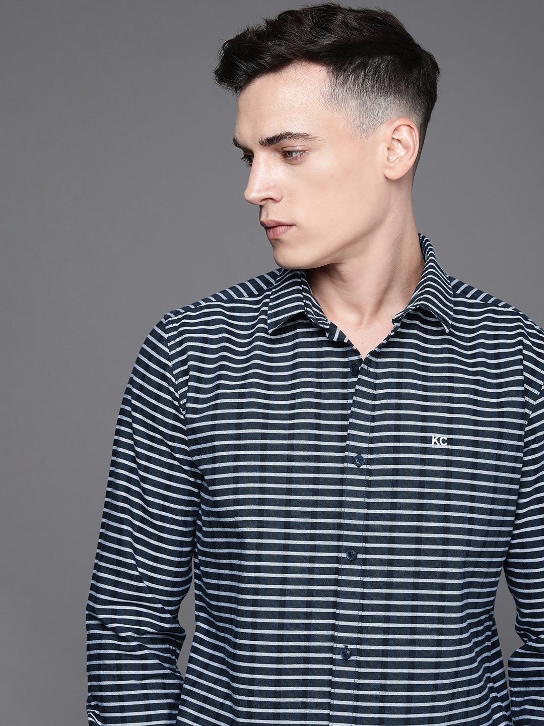 

Kenneth Cole Pure Cotton Striped Shirt, Navy blue