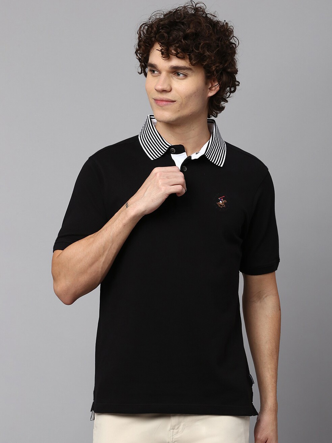 

Beverly Hills Polo Club Contrast Polo Collar Regular Fit T-shirt, Black