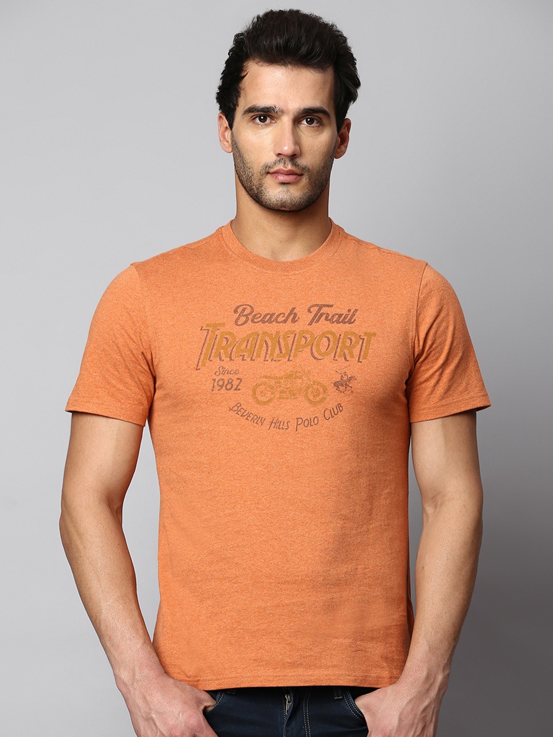

Beverly Hills Polo Club Typography Printed Pure Cotton T-shirt, Orange