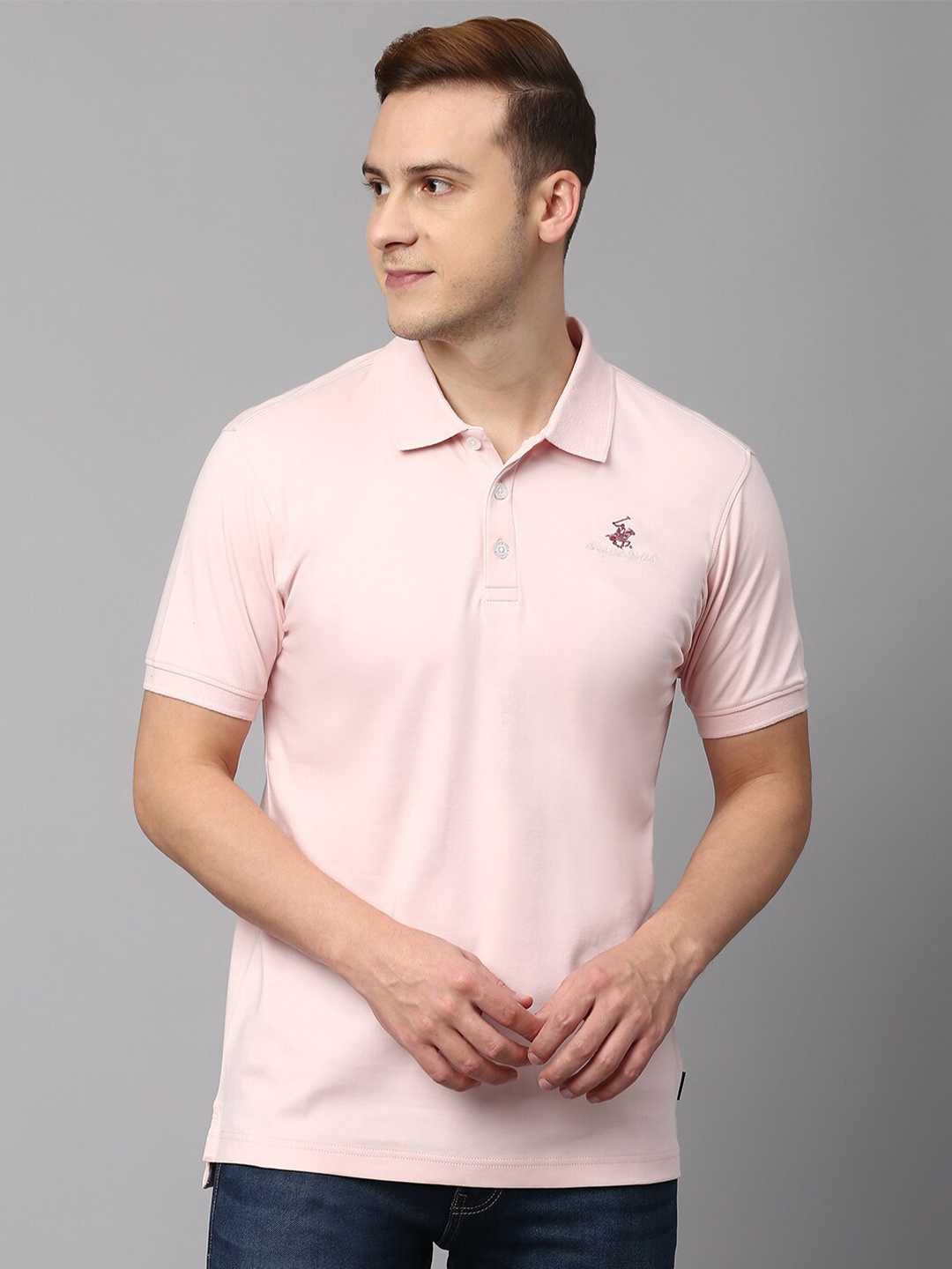 

Beverly Hills Polo Club Polo Collar Pure Cotton T-shirt, Pink