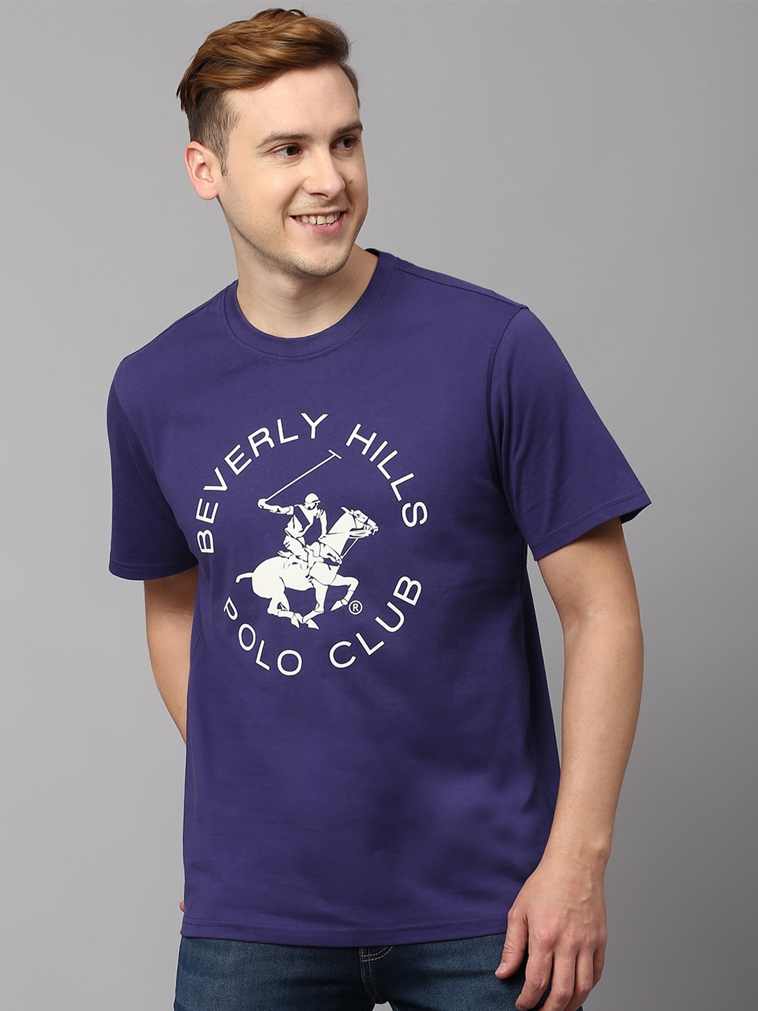 

Beverly Hills Polo Club Typography Printed Pure Cotton T-Shirt, Navy blue