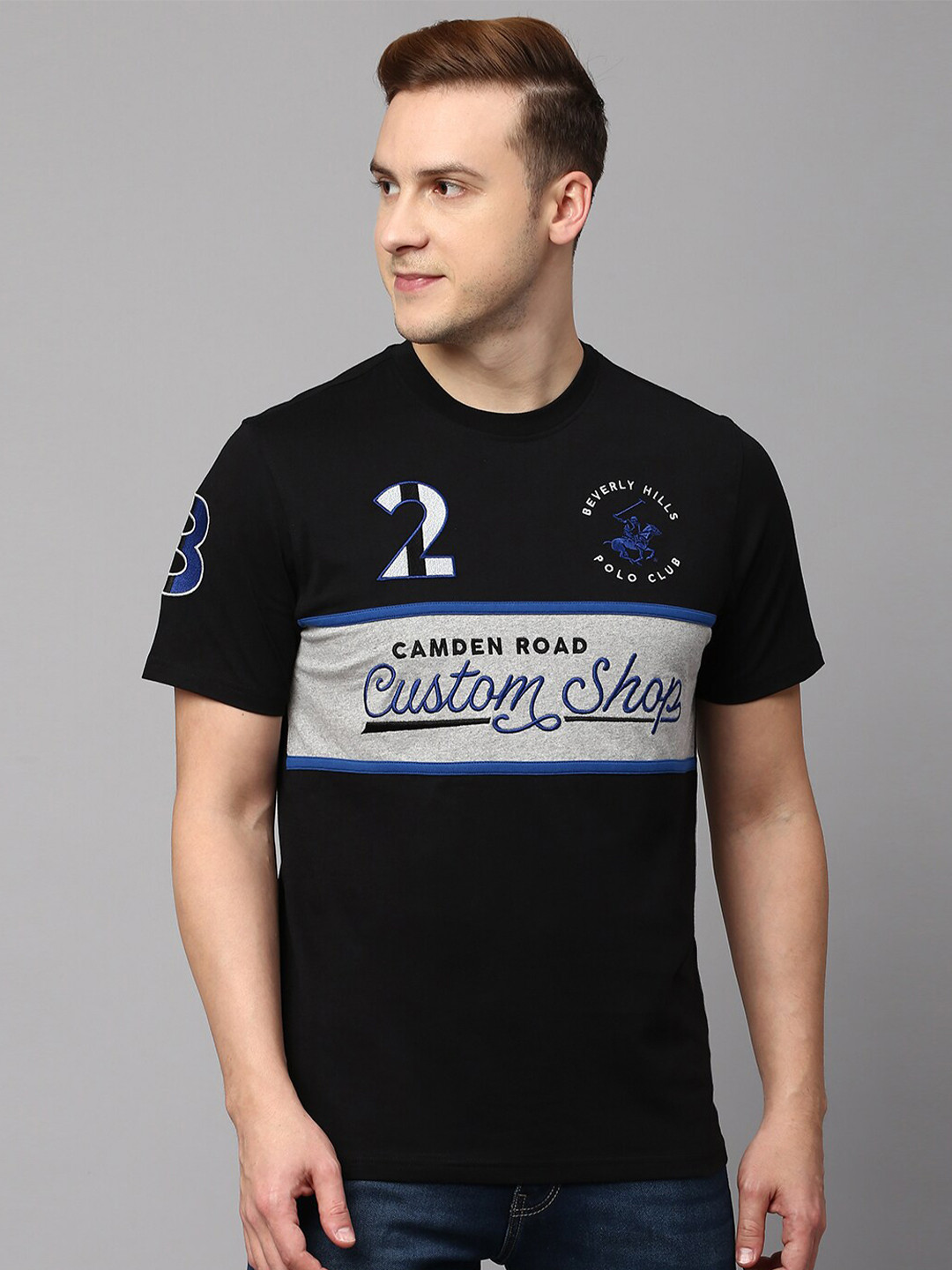 

Beverly Hills Polo Club Typography Printed Pure Cotton T-shirt, Black