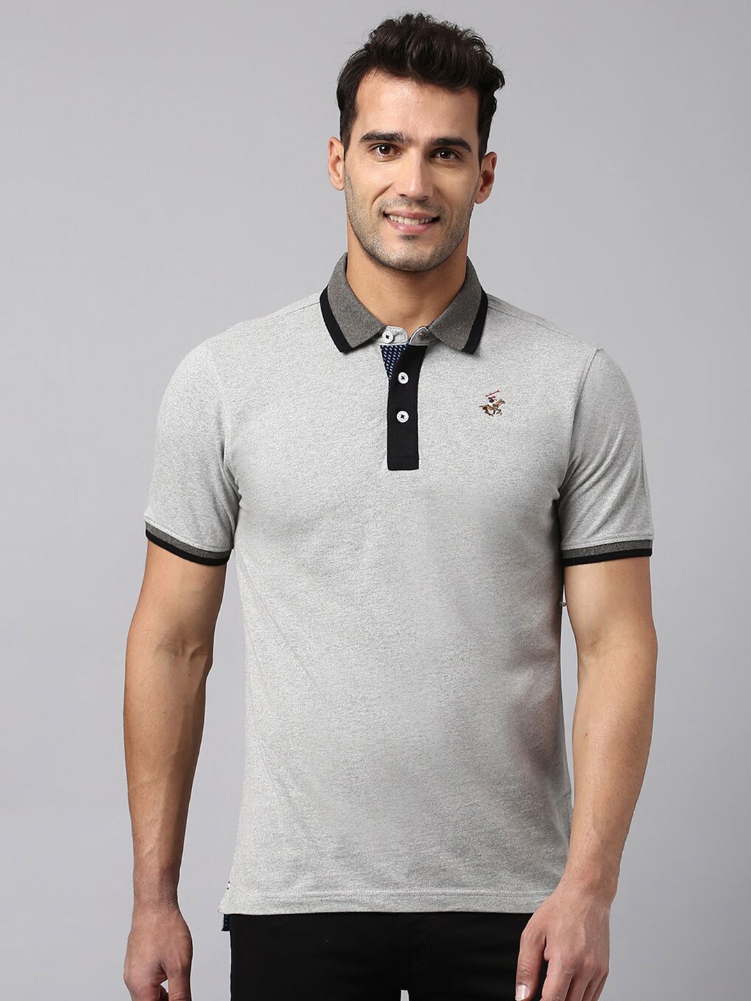 

Beverly Hills Polo Club Polo Collar Pure Cotton T-Shirt, Grey