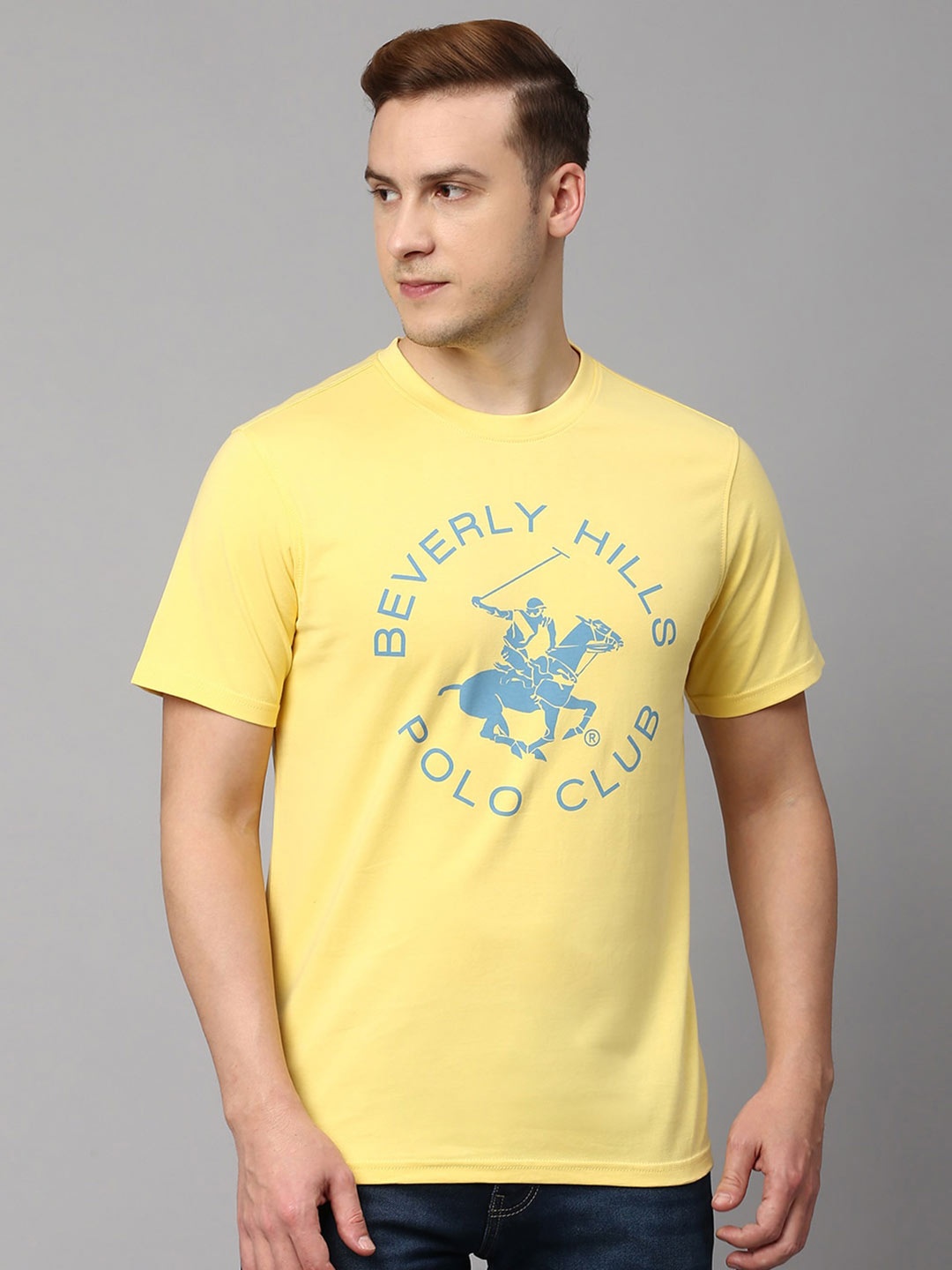 

Beverly Hills Polo Club Typography Printed Pure Cotton T-shirt, Yellow