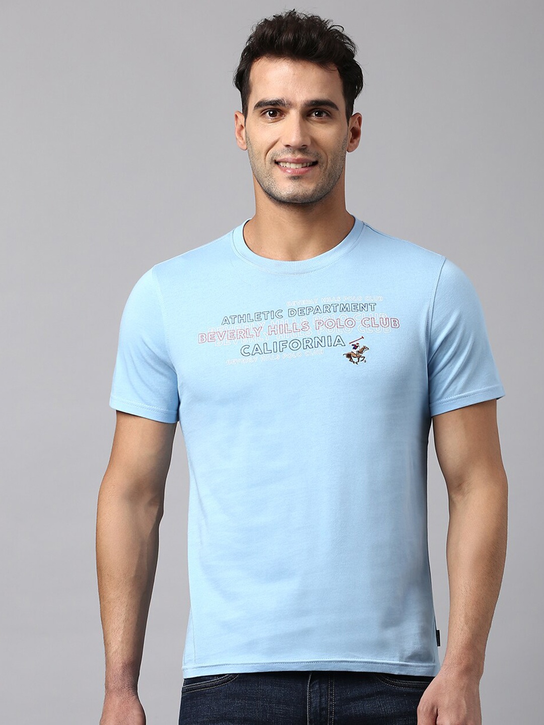 

Beverly Hills Polo Club Typography Printed Pure Cotton T-shirt, Blue