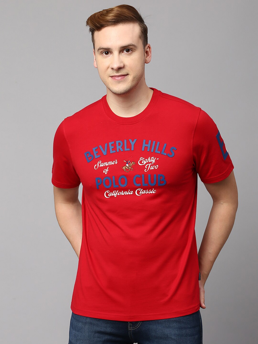 

Beverly Hills Polo Club Typography Printed Pure Cotton T-shirt, Red