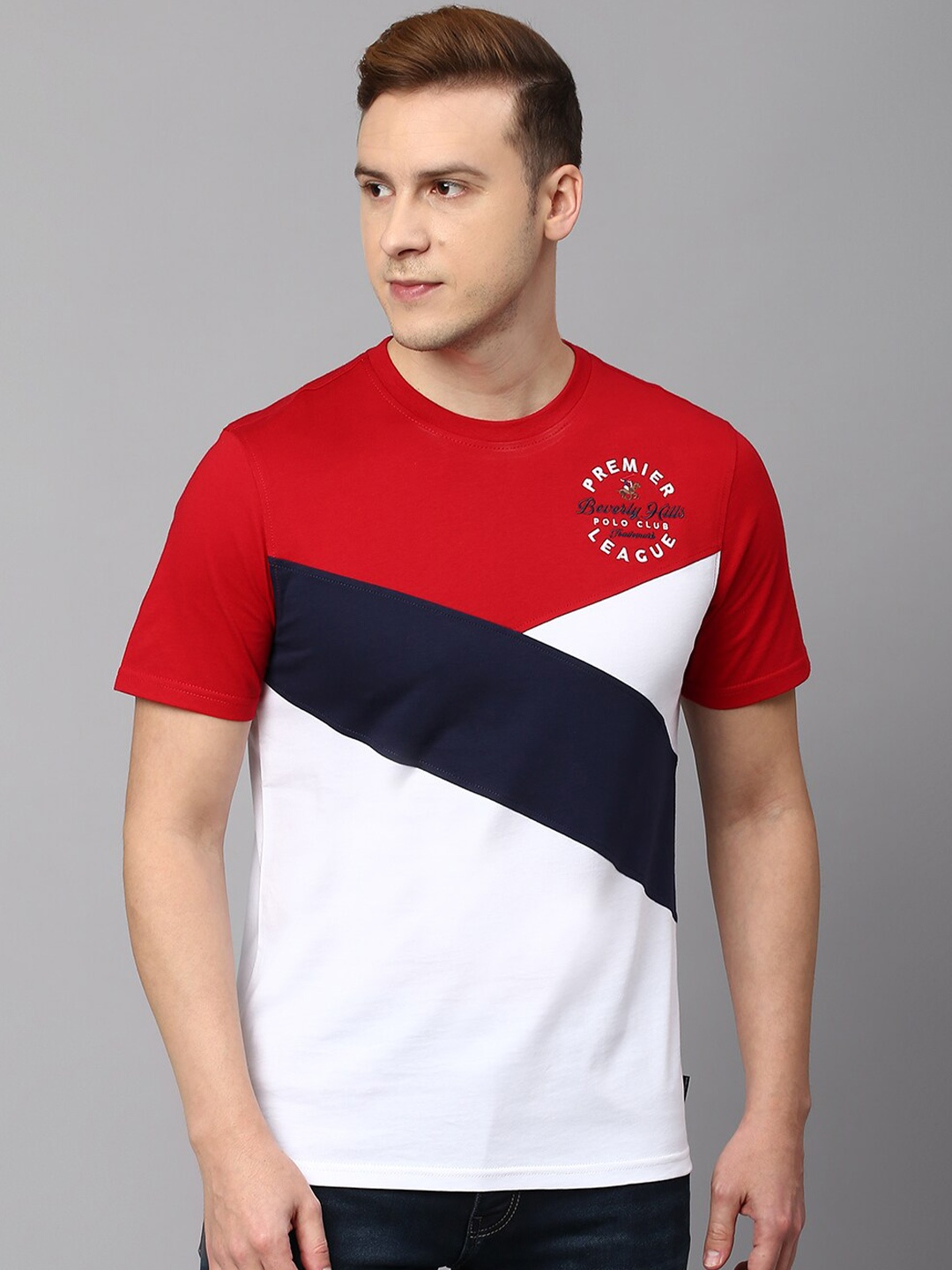 

Beverly Hills Polo Club Colourblocked Pure Cotton T-shirt, White