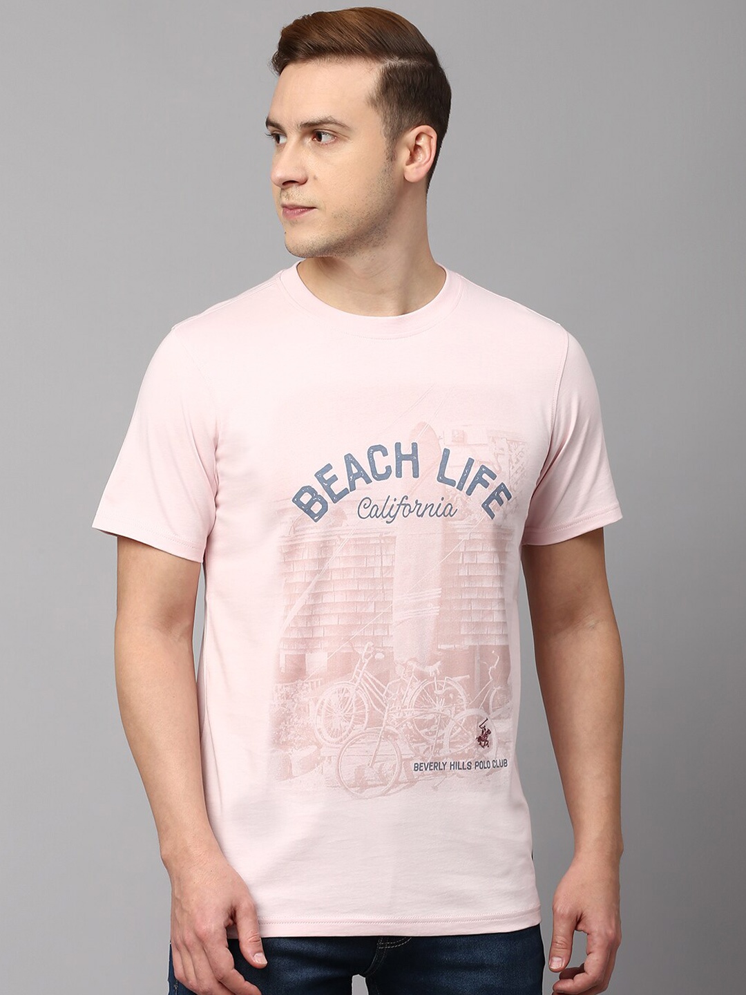 

Beverly Hills Polo Club Graphic Printed Pure Cotton T-shirt, Pink