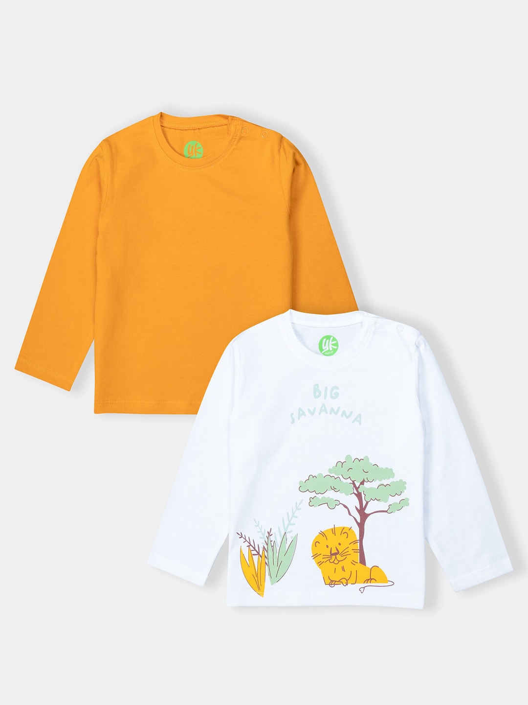

YK Infant Boys Pack of 2 Pure Cotton T-shirt, Mustard