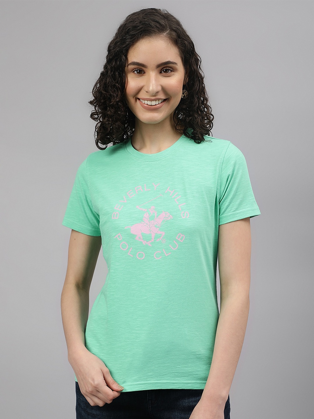 Beverly Hills Polo Club Typography Printed Pure Cotton T-shirt, Sea green
