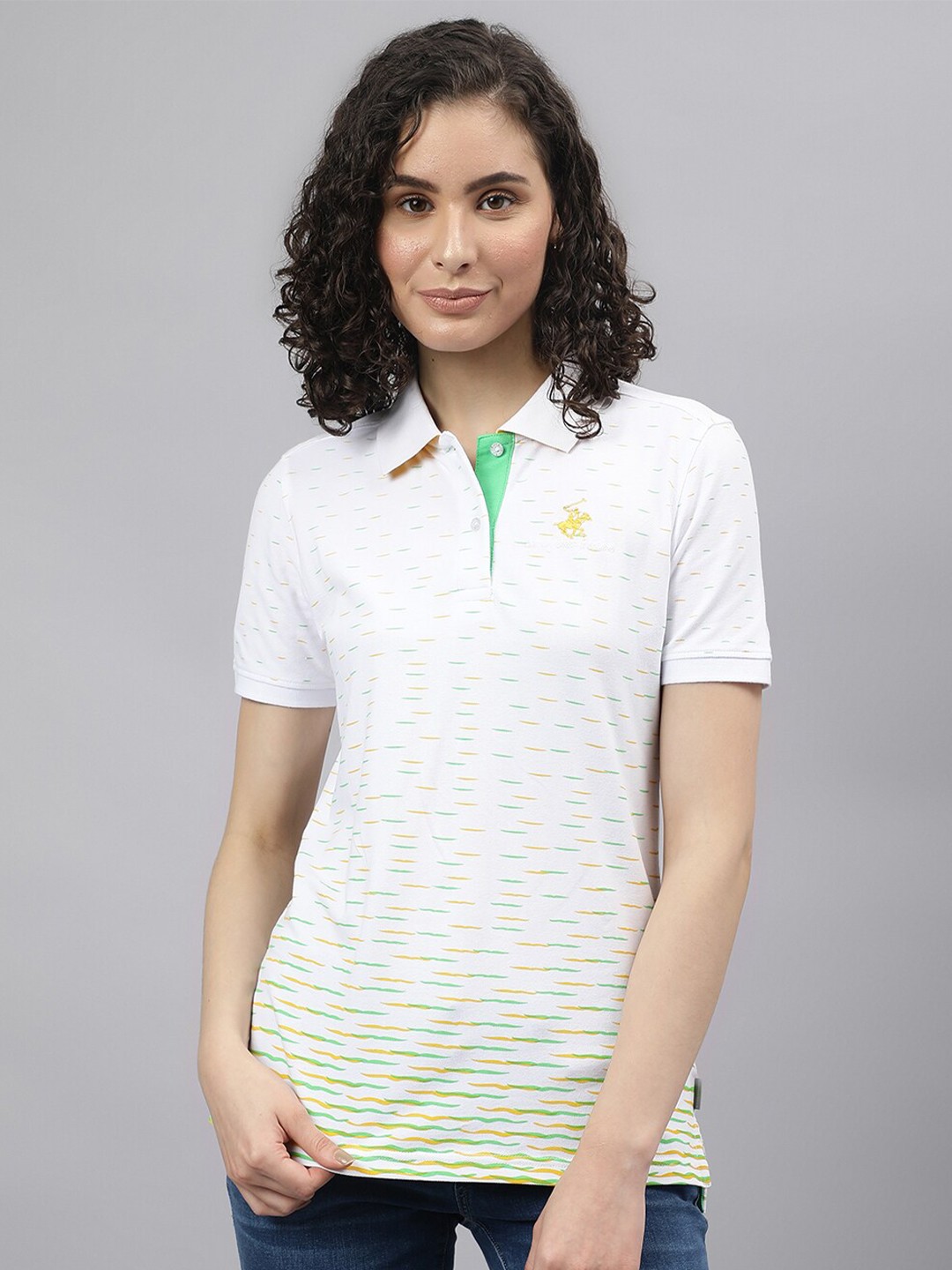 

Beverly Hills Polo Club Polo Printed Collar Short Sleeves T-shirt, White