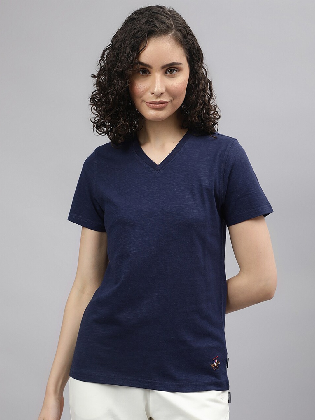 

Beverly Hills Polo Club V-Neck Pure Cotton T-shirt, Navy blue