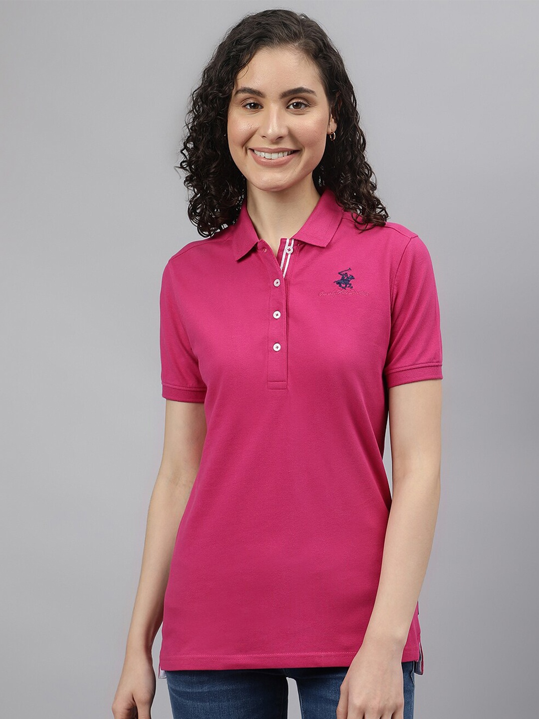 

Beverly Hills Polo Club Polo Collar Short Sleeves T-shirt, Pink