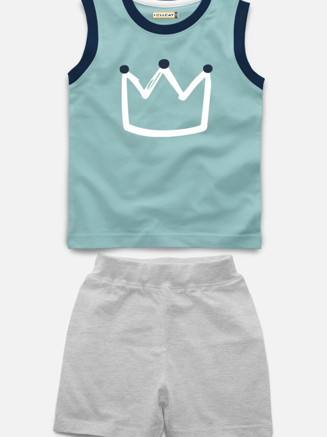 

HELLCAT Kids Printed T-shirt with Shorts, Sea green
