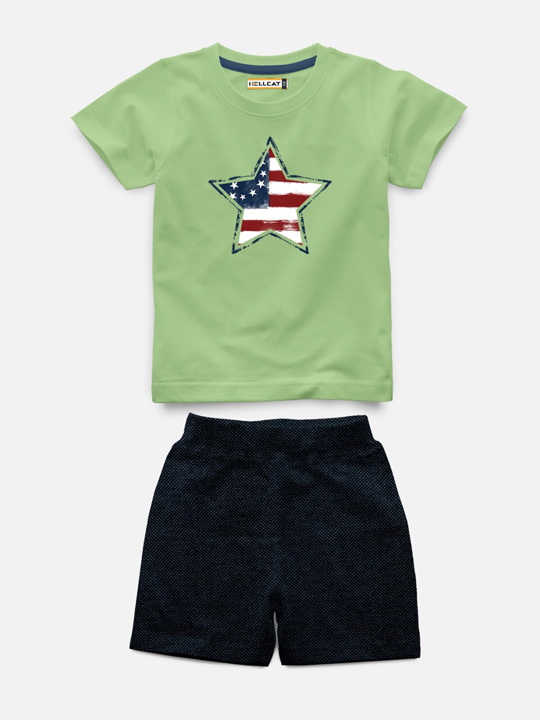 

HELLCAT Kids Printed T-shirt with Shorts, Green