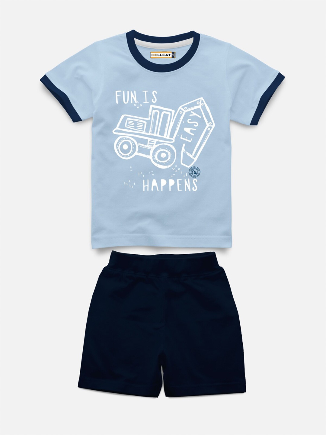 

HELLCAT Kids Pack Of 2 Printed Short Sleeves T-shirt With Shorts, Blue