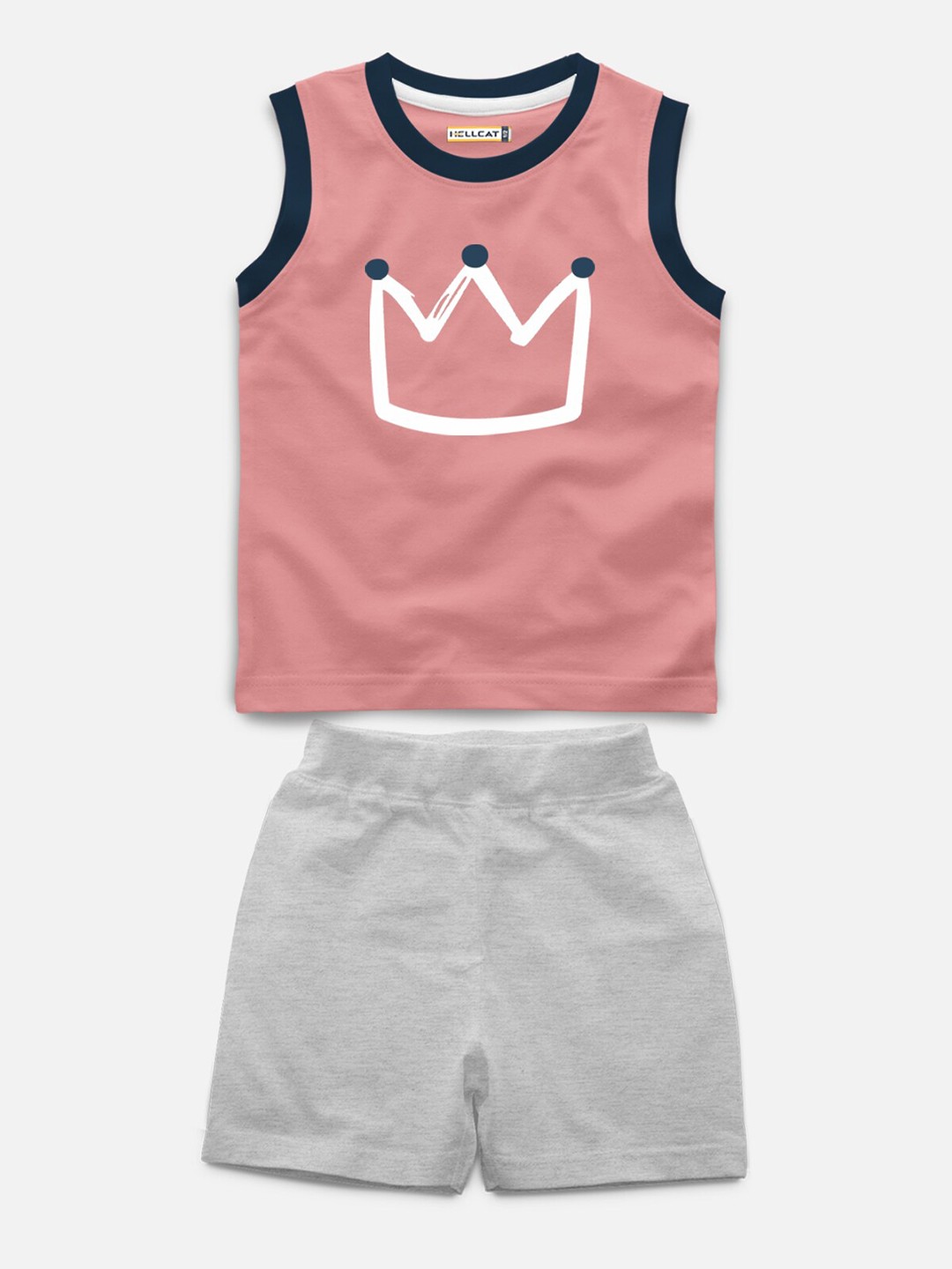 

HELLCAT Kids Printed T-shirt with Shorts, Pink