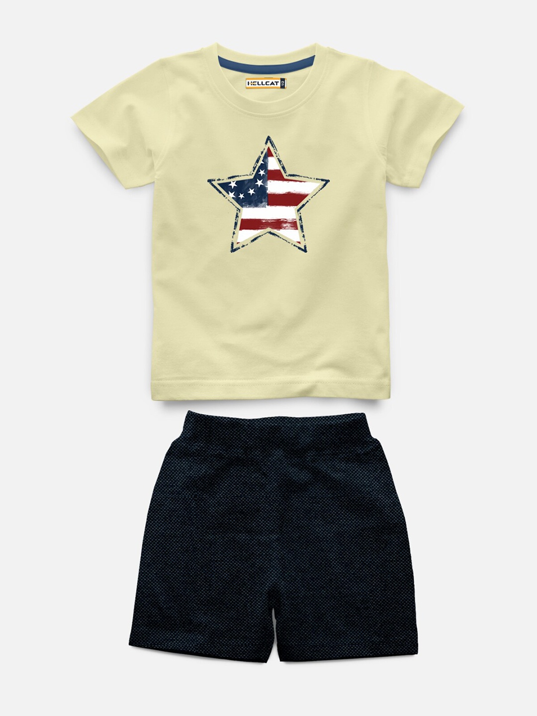

HELLCAT Kids Printed T-shirt with Shorts, Yellow