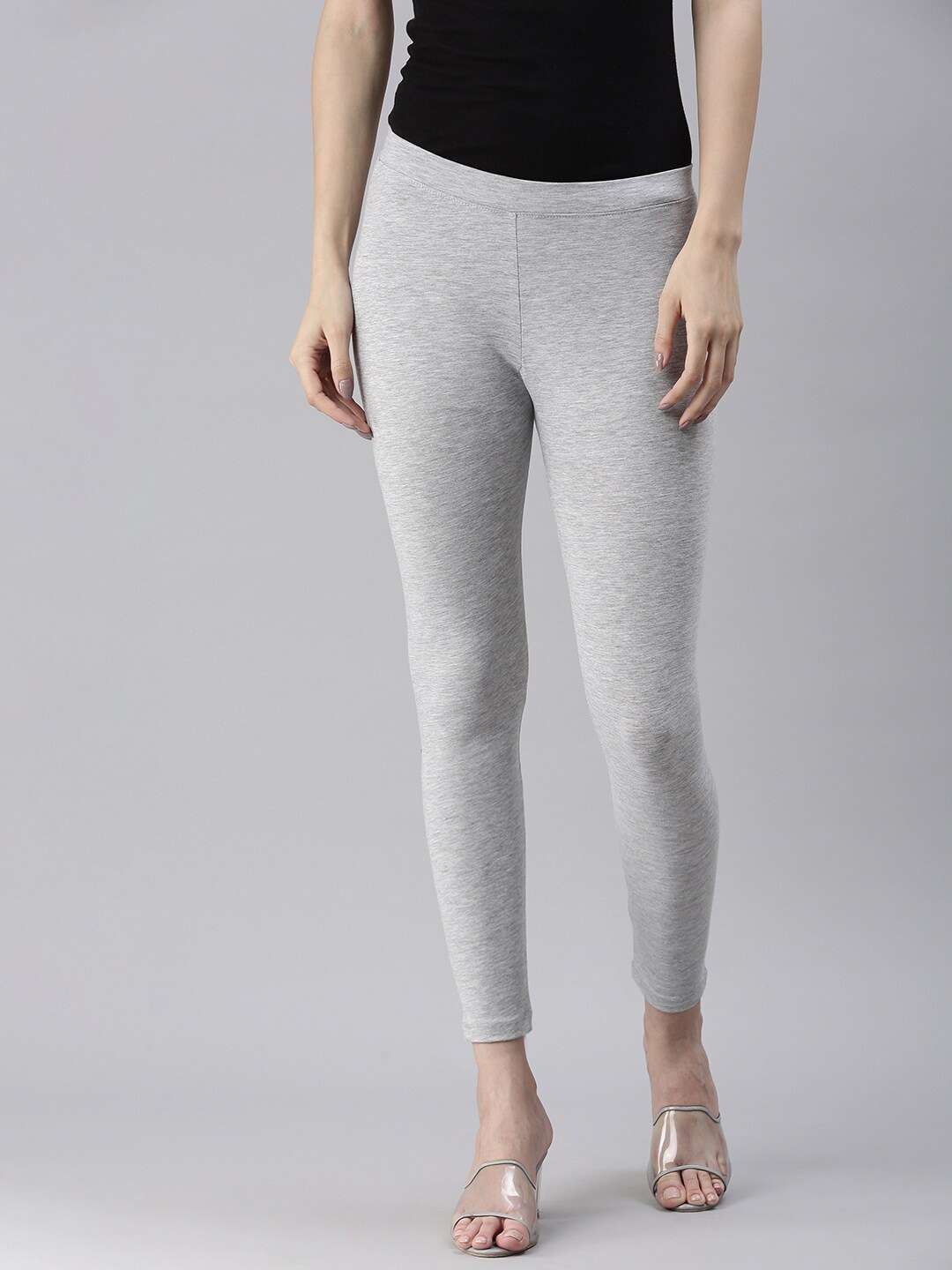 

Kryptic Slim-Fit Ankle-Length Cotton Leggings, Grey