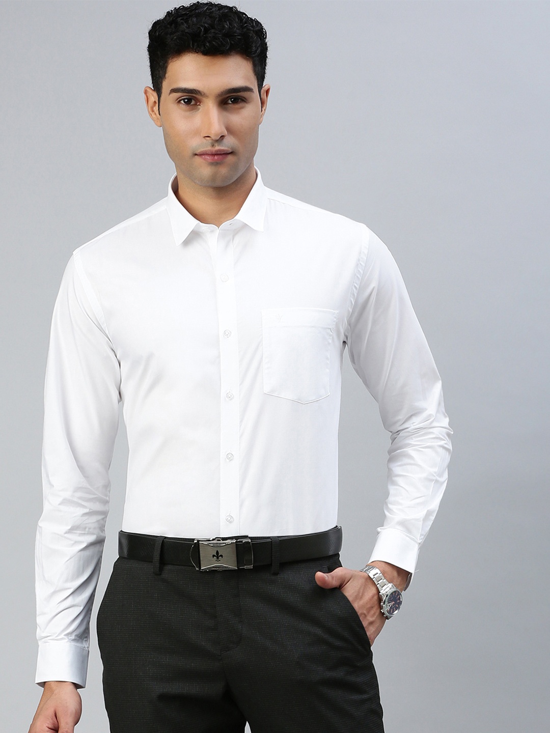 

Ramraj Spread Collar Cotton Formal Shirt, White