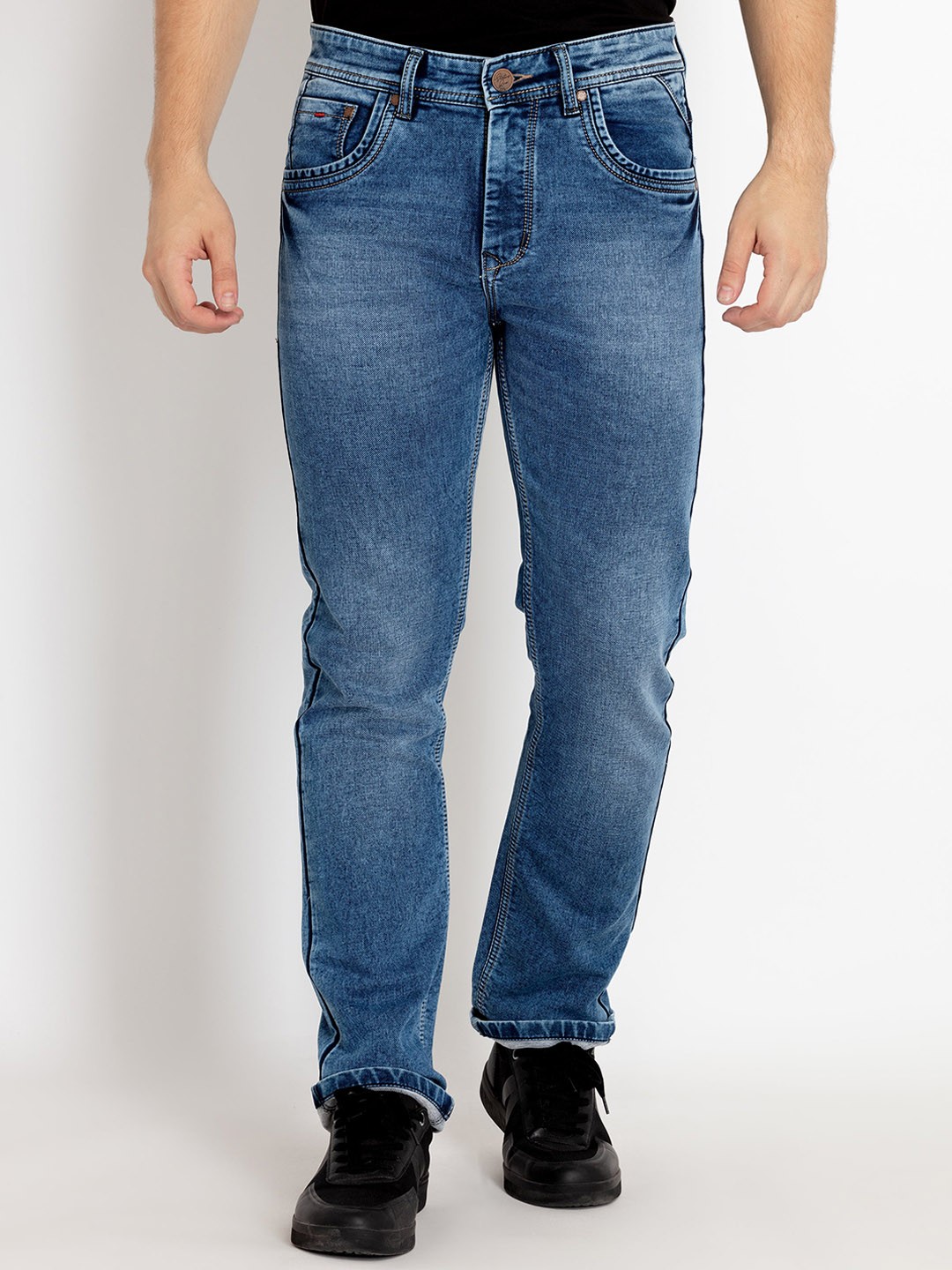 

Status Quo Men Straight Fit Light Fade Stretchable Jeans, Blue