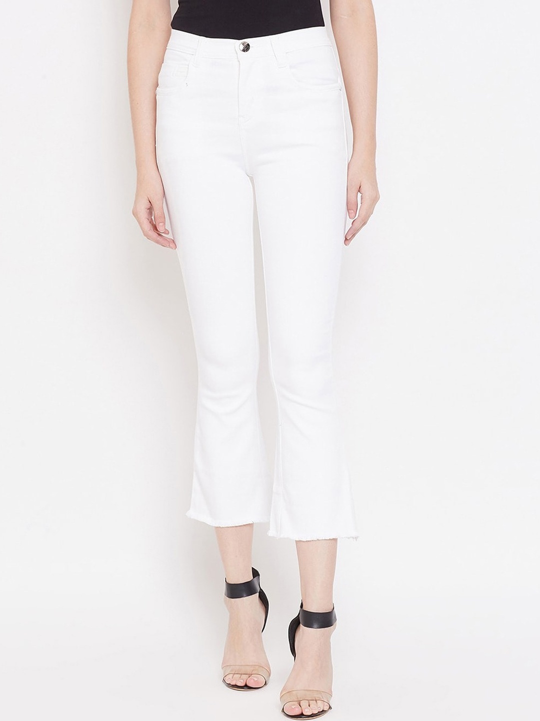 

Nifty Women Bootcut Clean Look Frayed Stretchable Cotton Jeans, White