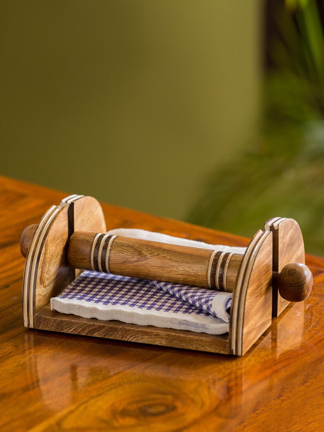 

ExclusiveLane Brown Textured Nap & Roll Wooden Tissue Holder