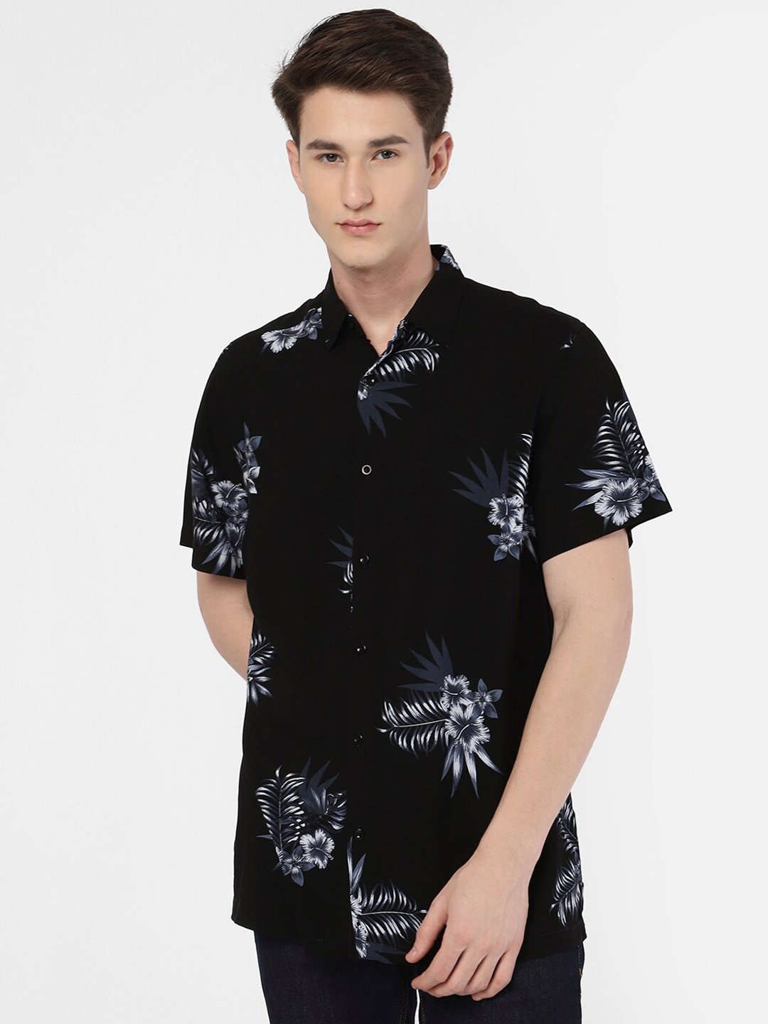 

R&B Floral Printed Casual Shirt, Blue