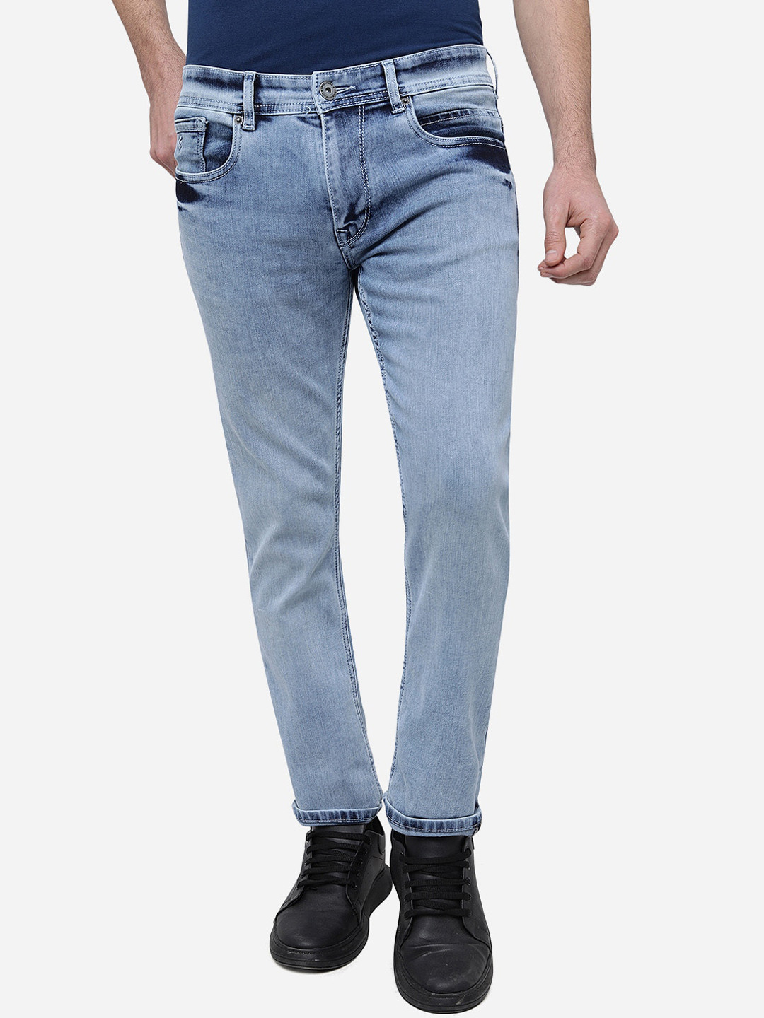 

Greenfibre Men Slim Fit Heavy Fade Stretchable Jeans, Blue