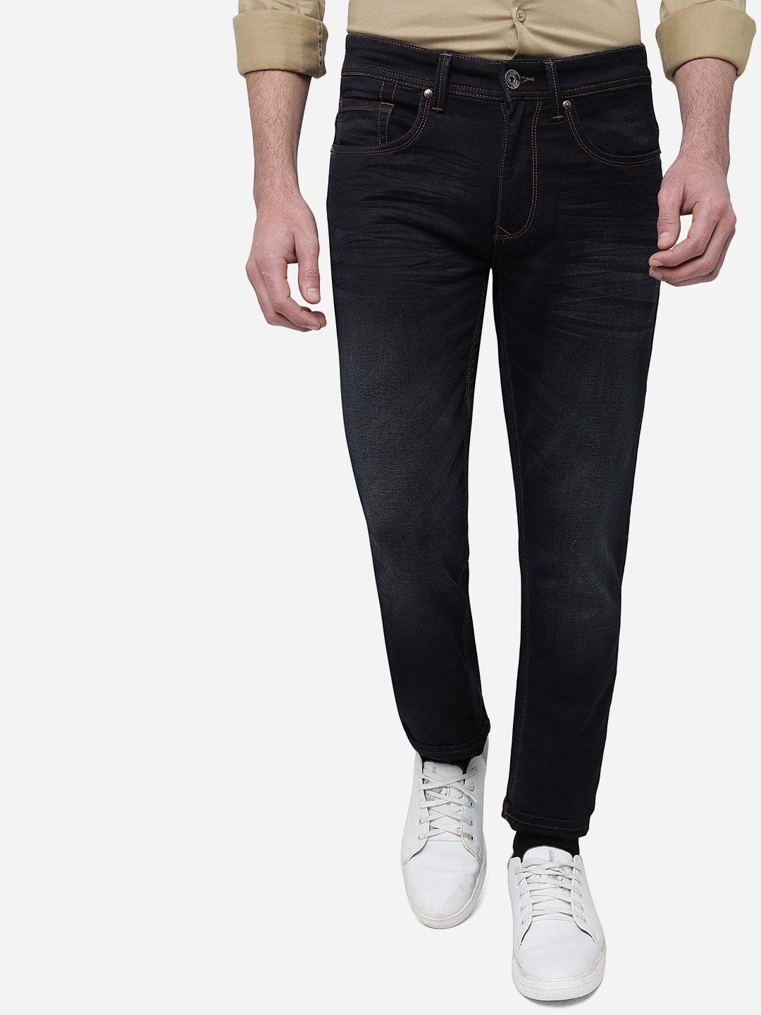 

JADE BLUE Men Slim Fit Light Fade Cotton Jeans, Charcoal