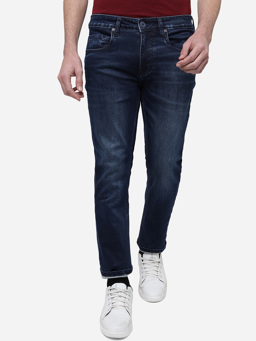 

JADE BLUE Men Slim Fit Mid-Rise Light Fade Cotton Jeans