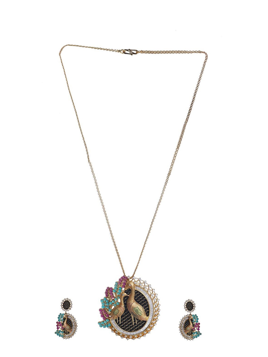 

Runjhun Gold-Plated Onyx Studded Designer Jewellery Set, White
