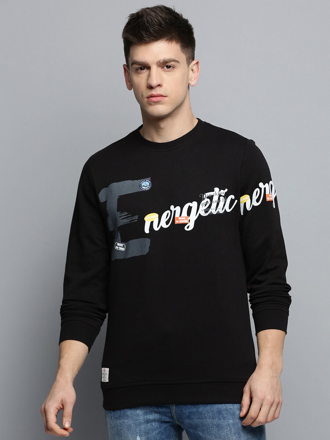 

SHOWOFF Typography Printed Cotton Sweatshirt, Black