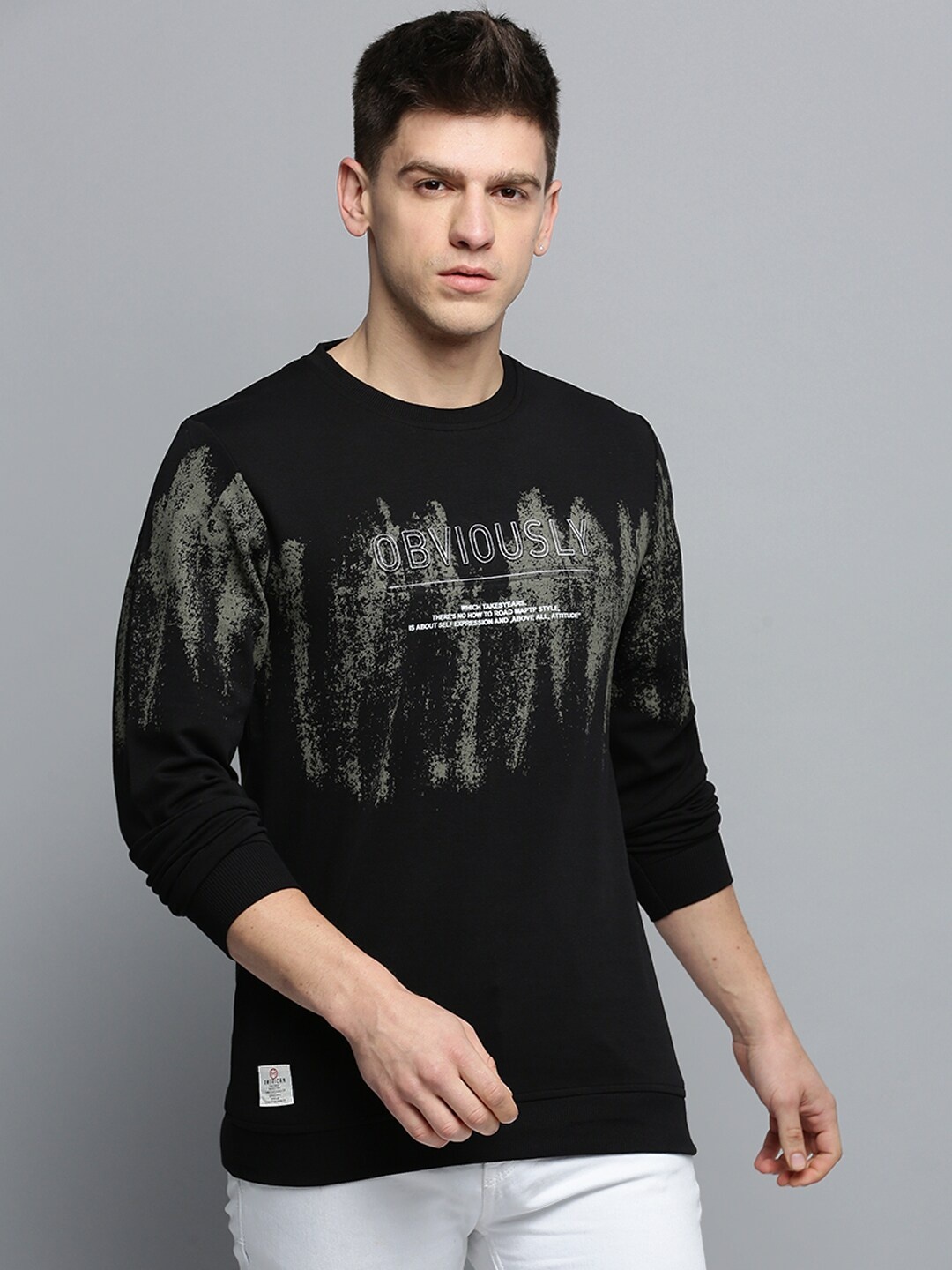 

SHOWOFF Typography Printed Cotton Sweatshirt, Black