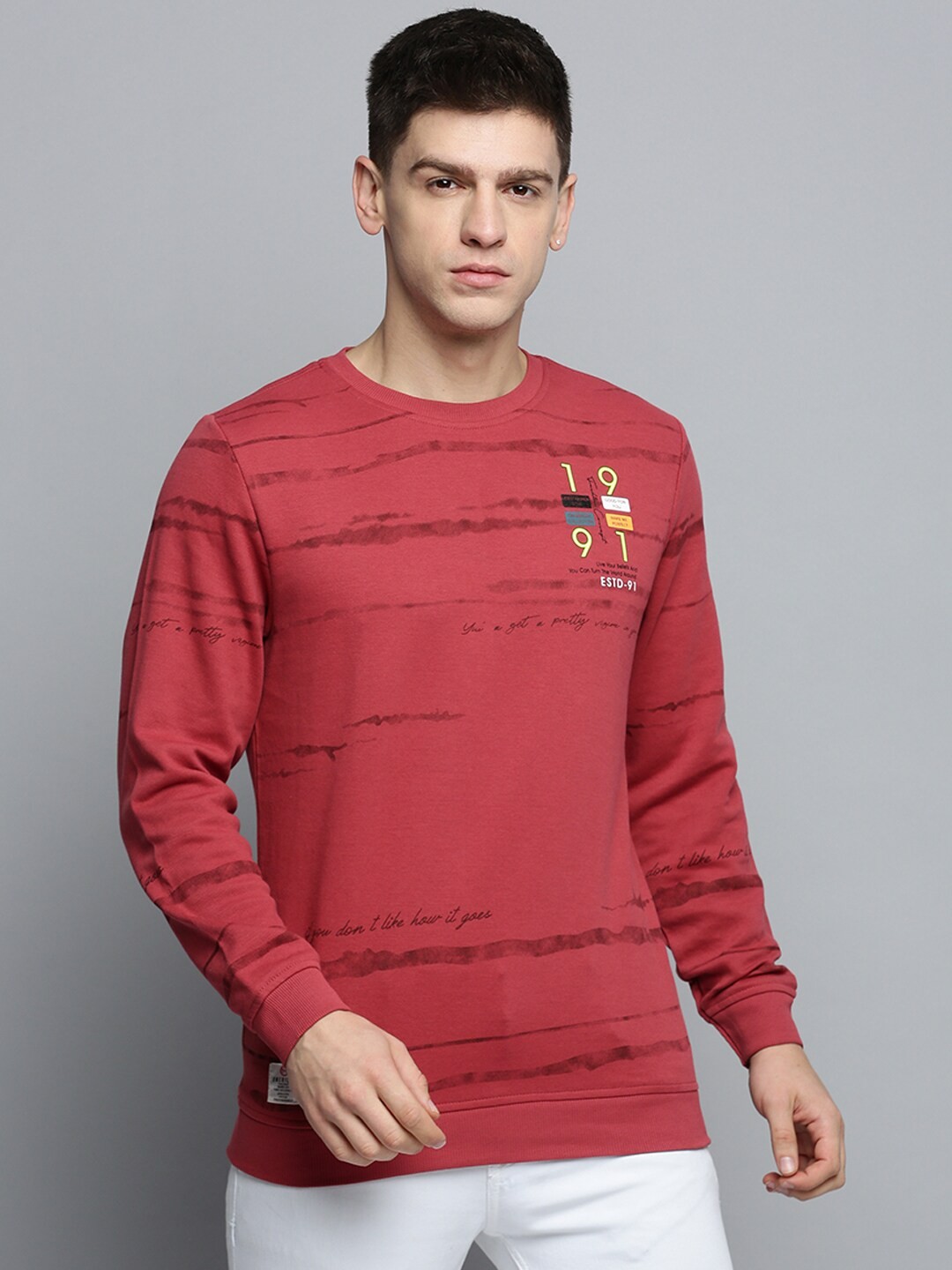 

SHOWOFF Typography Printed Cotton Sweatshirt, Rose